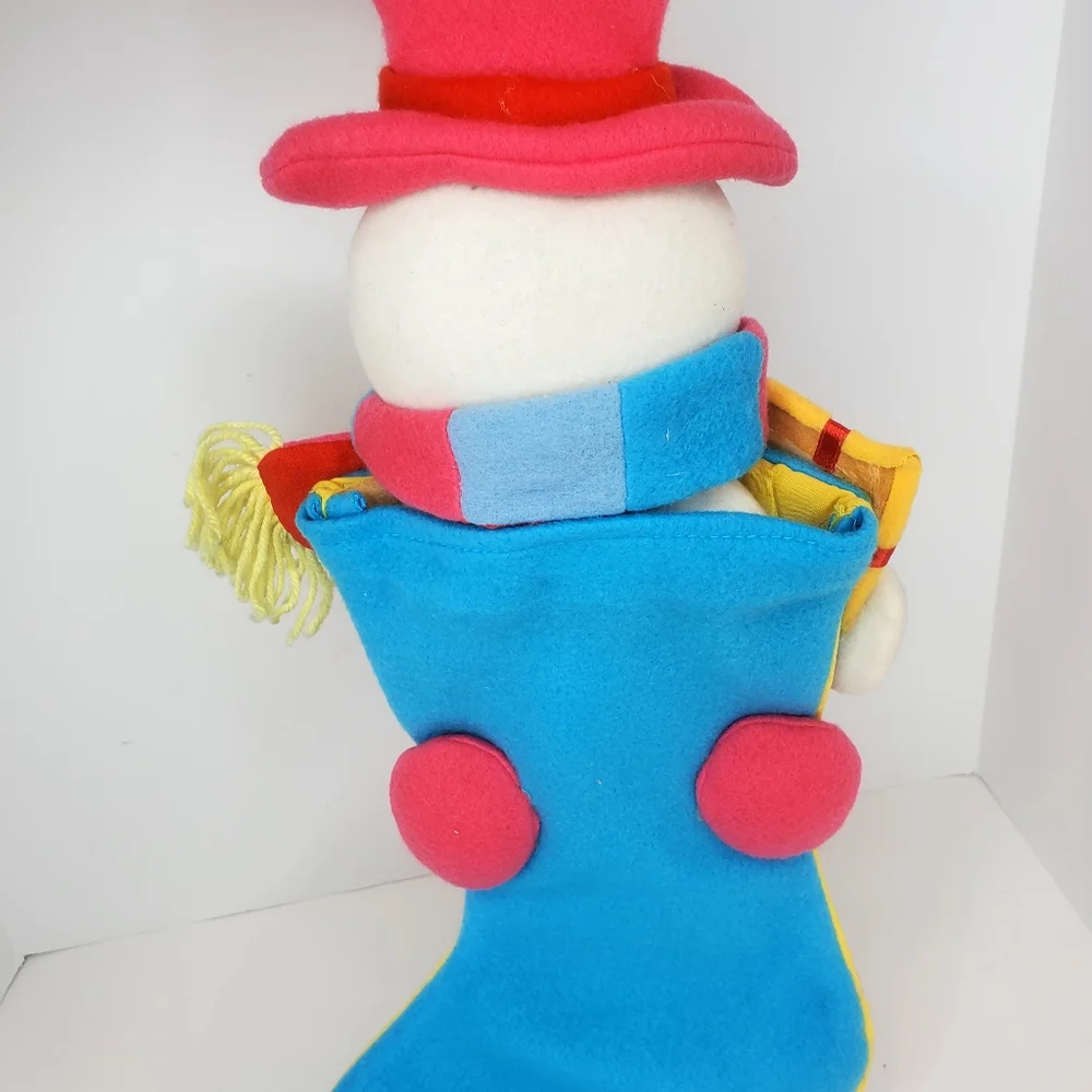 Snowman Pink Felt Christmas Stocking 19